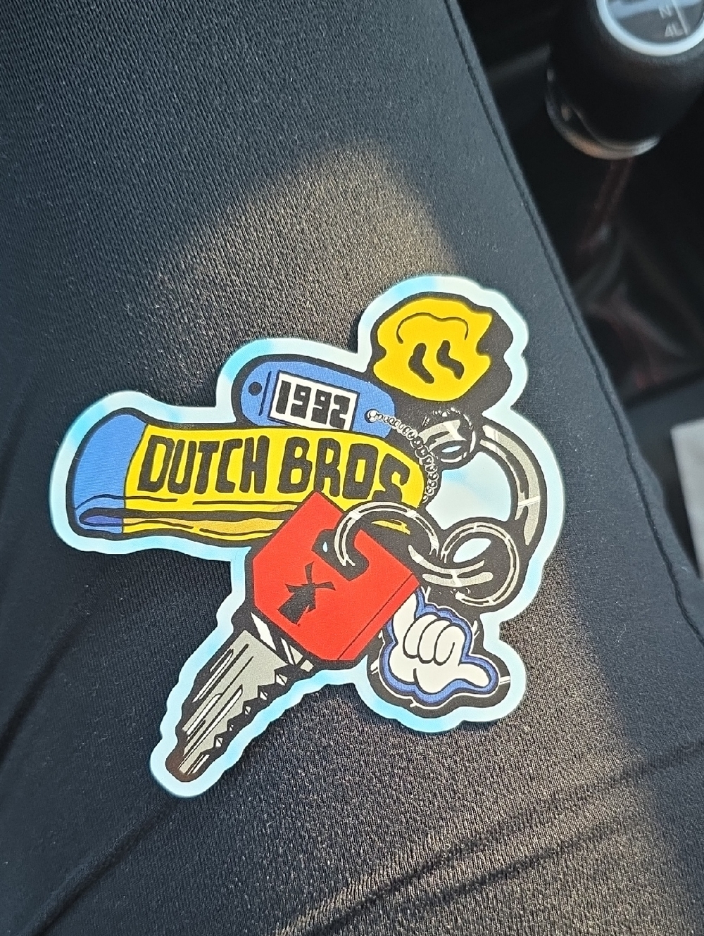 Dutch Bros Yellow Blue Red Keychain Sticker